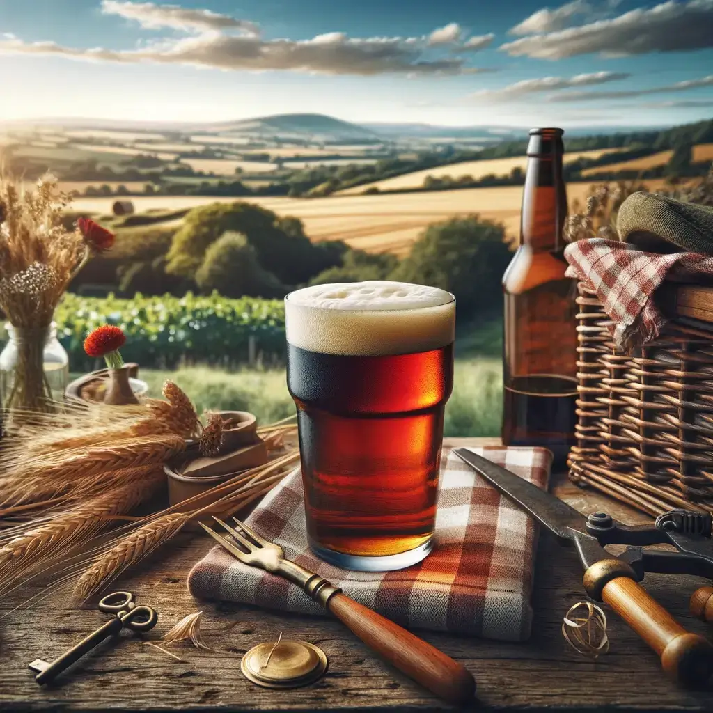 Ale as part of a hamper in the countryside