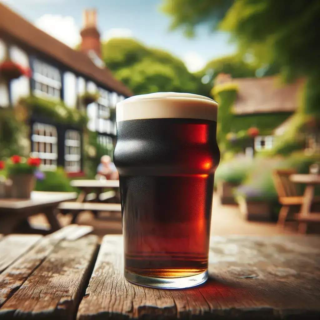 Pint of mild on a pub garden table