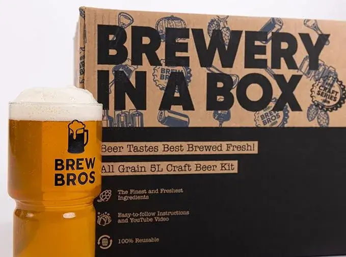 Brewery in a box showing a nice full fresh pint!